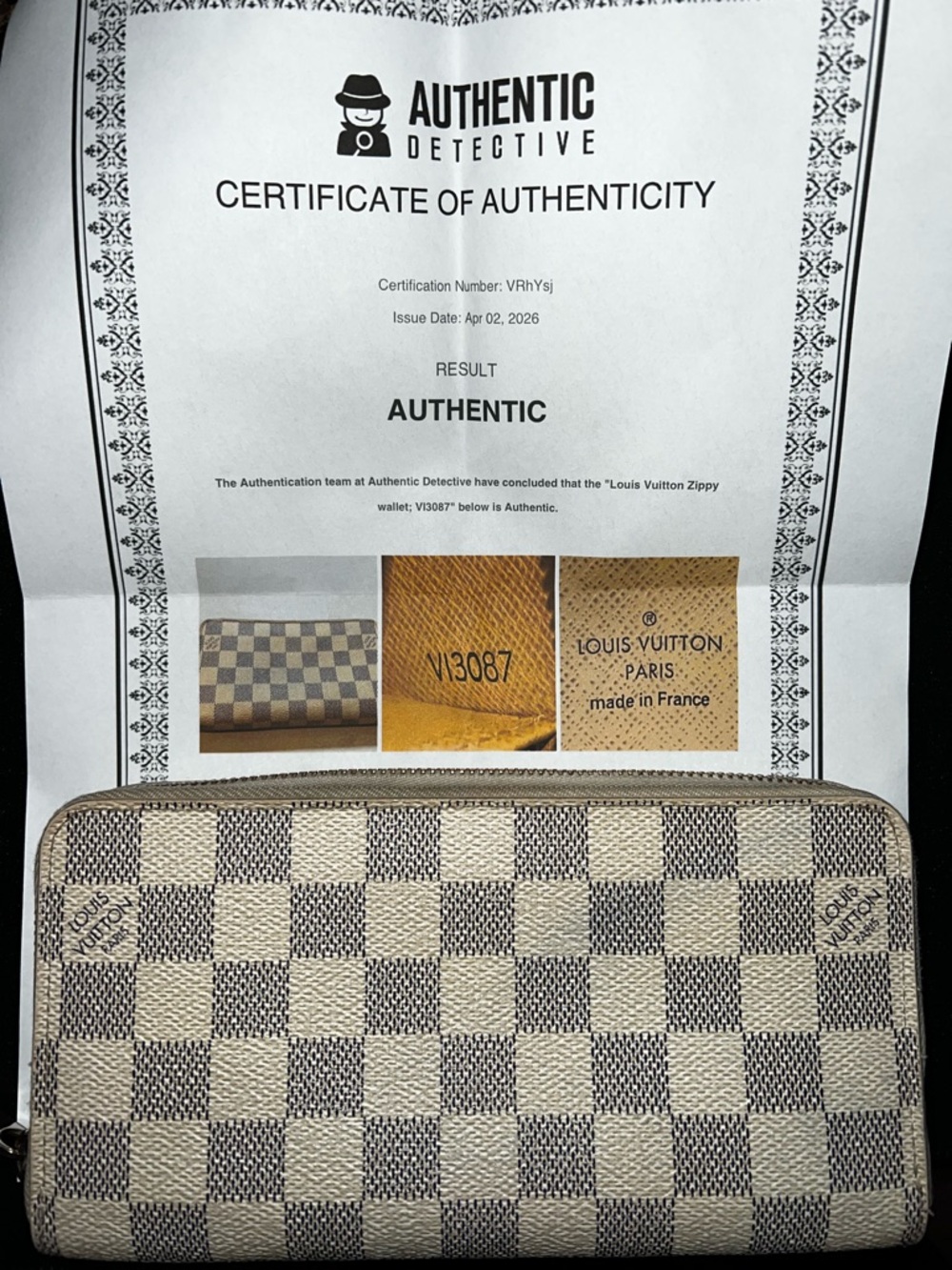 Louis Vuitton Damier Azur Zip Wallet w/COA